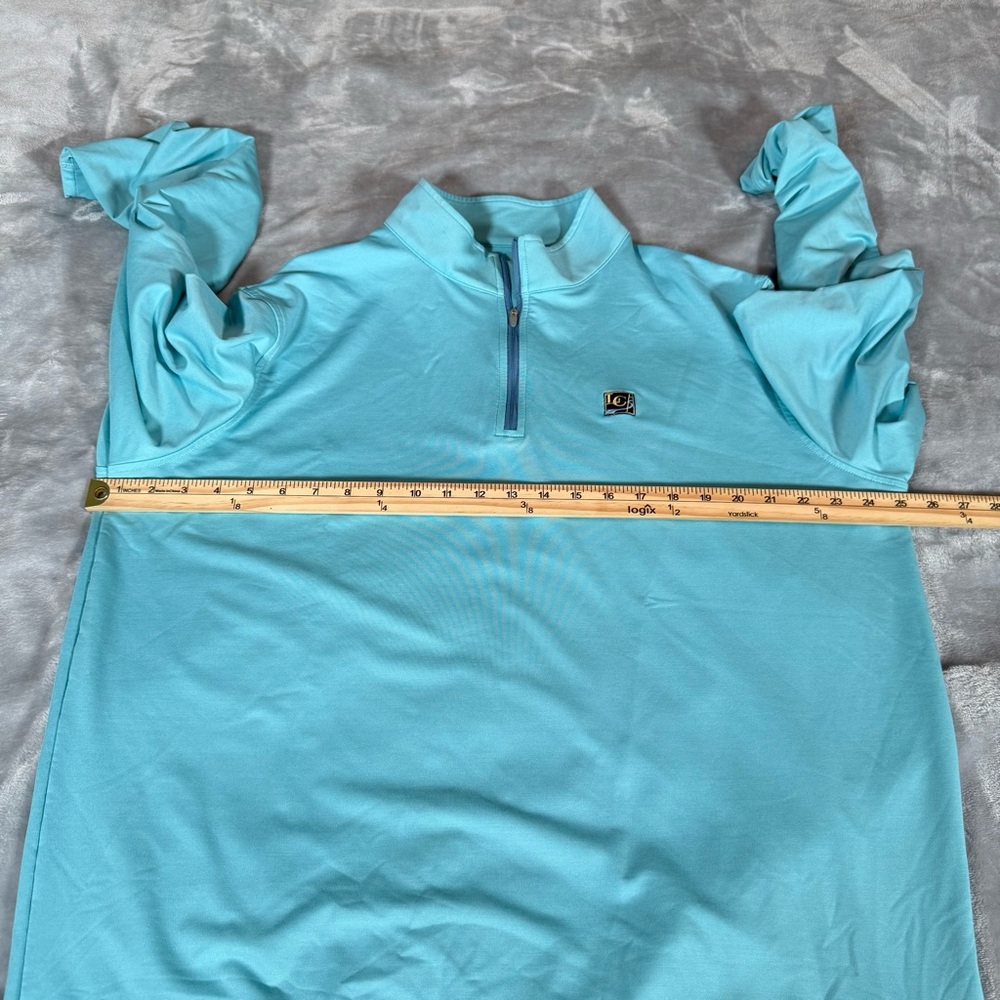 Peter Millar 1/4 Zip Pullover Mens XL Teal Blue Laurel Creek Country Club Golf - Picture 8 of 10